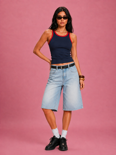 LT1K Contrast Tape Slim Tank Top