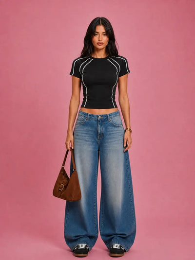 LT1K Multi Contrast Stitch Slim T-Shirt