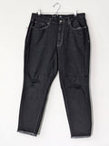 Black High-Waist Ripped Mom Jeans - lessthan1thousand