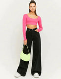 Black High-Waist Wide-Leg Jeans - lessthan1thousand