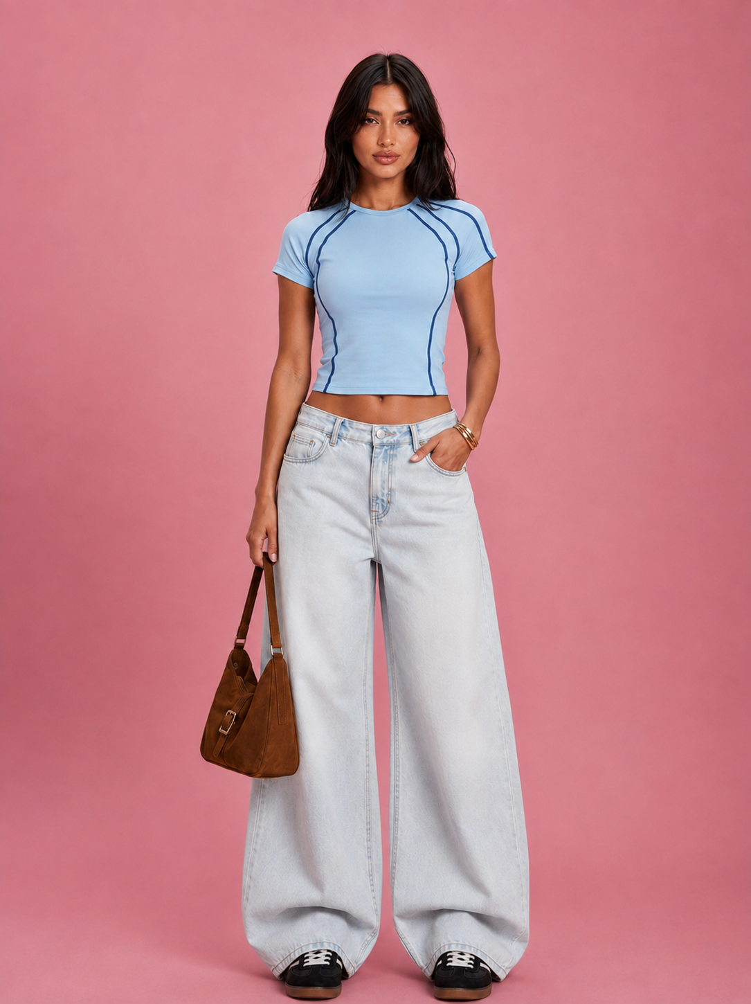 LT1K Multi Contrast Stitch Slim T-Shirt