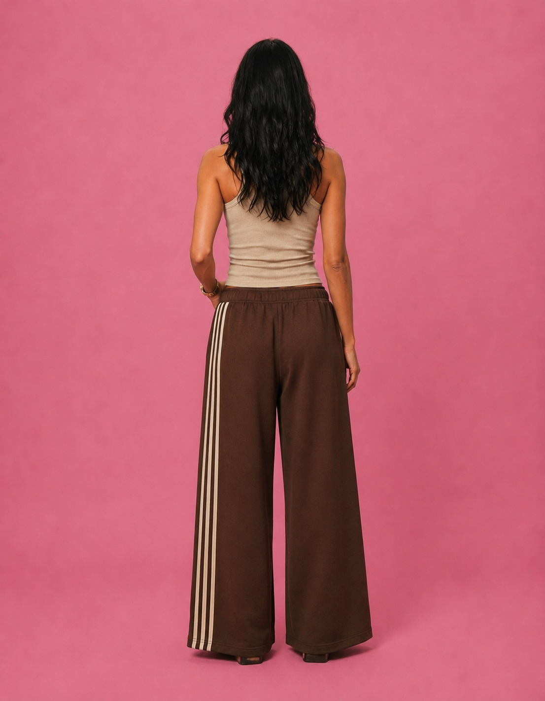 LT1K Front-Back Stripe Wide Leg Trouser