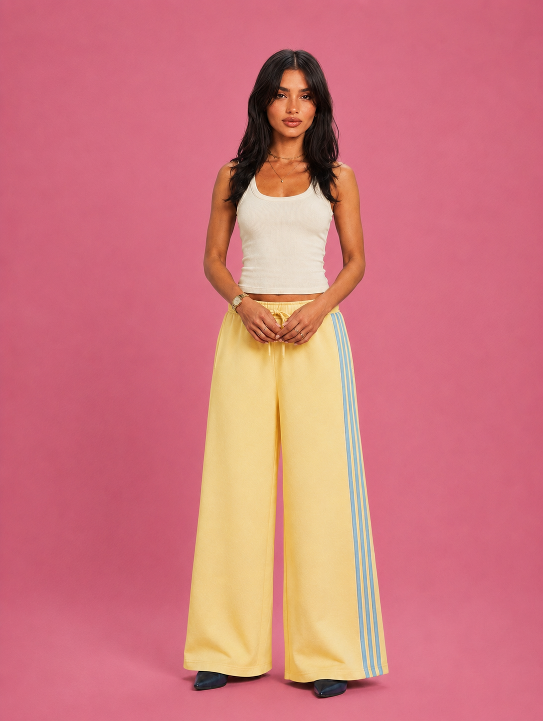 LT1K Front-Back Stripe Wide Leg Trouser