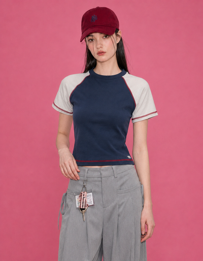 LT1K Contrast Stitch Raglan Slim T-Shirt.