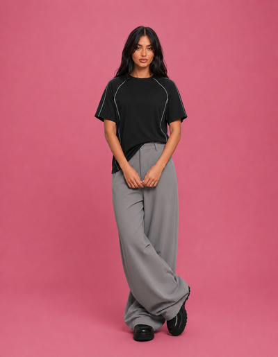 LT1K Contrast Multi Piping Oversize T-Shirt.