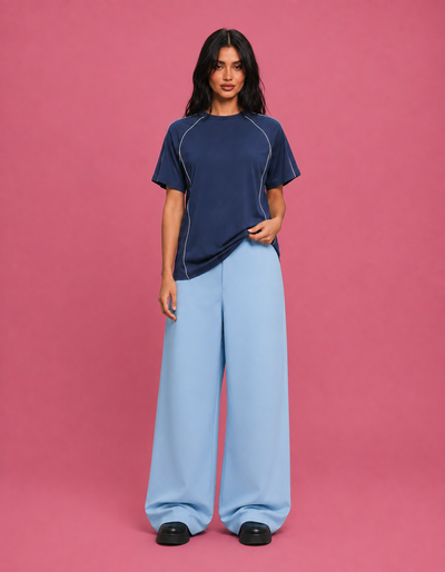 LT1K Contrast Multi Piping Oversize T-Shirt.