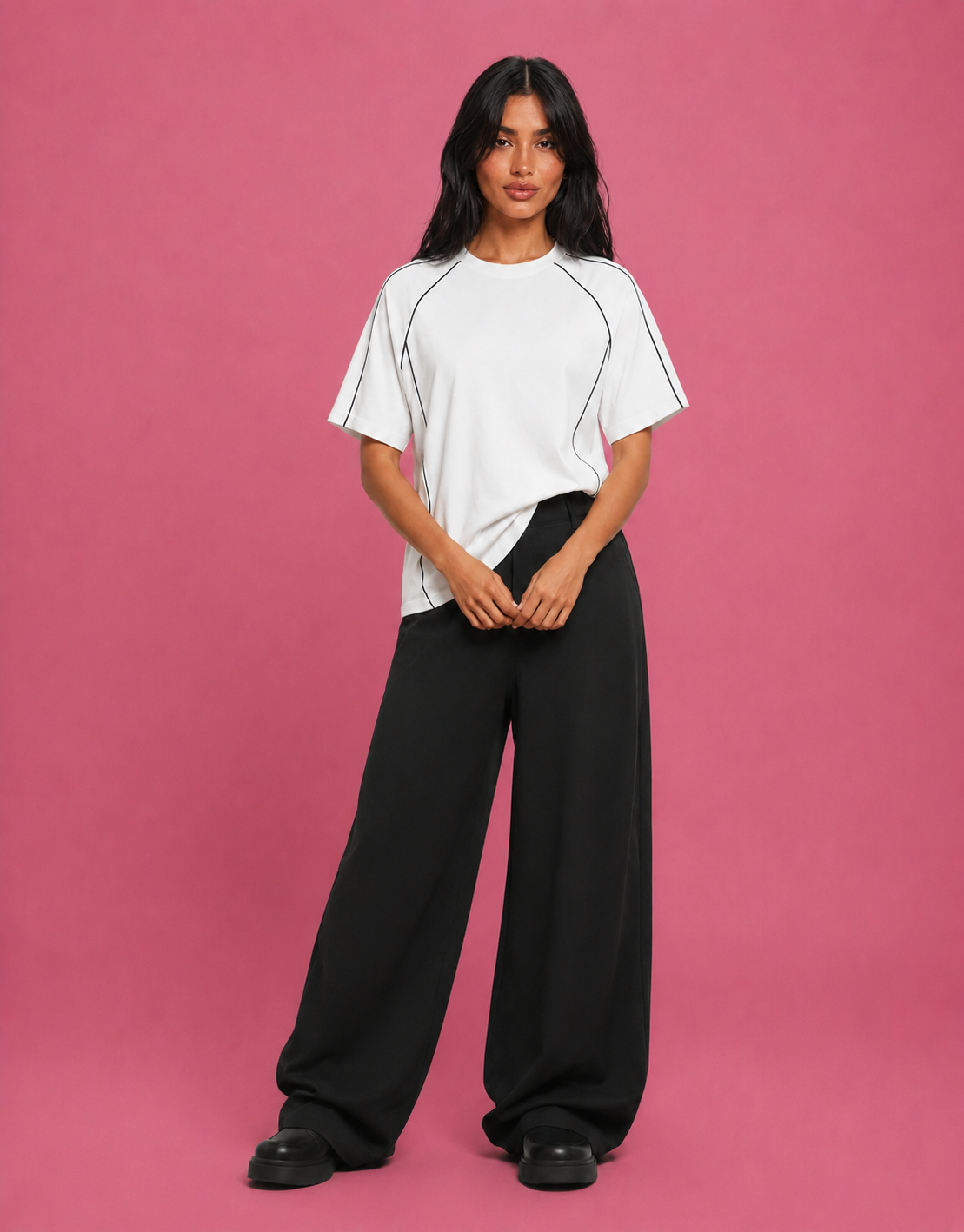 LT1K Contrast Multi Piping Oversize T-Shirt.