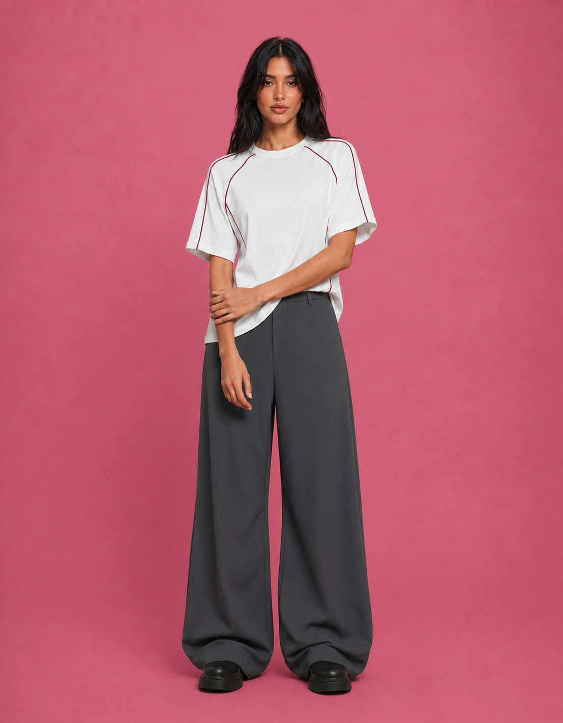 LT1K Contrast Multi Piping Oversize T-Shirt.