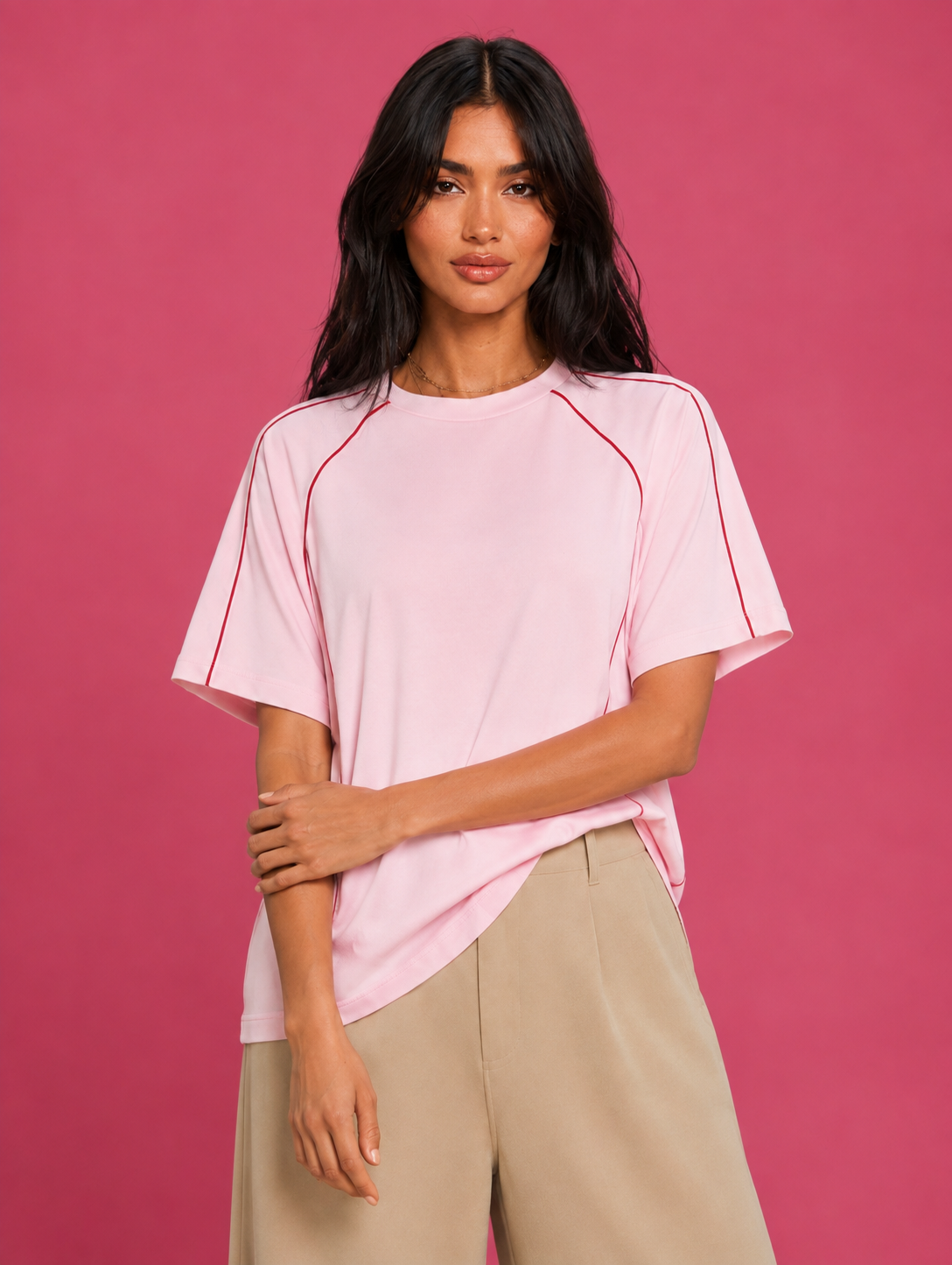 LT1K Contrast Multi Piping Oversize T-Shirt.