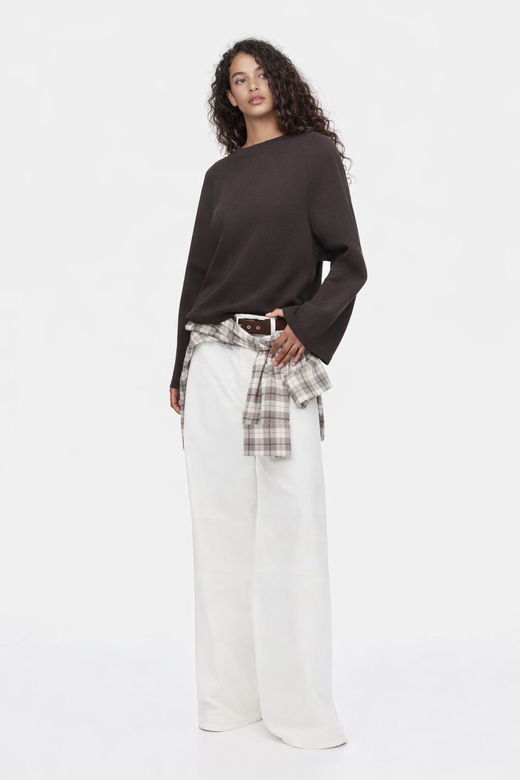 LT1K Brown Oversize Super Wide Sleeves Top.(Perfect For All Season)