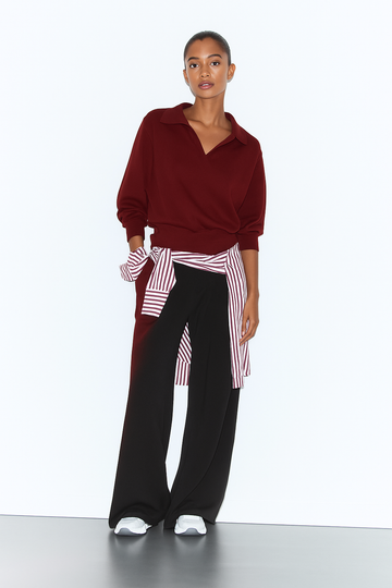 LT1K Maroon Collared Oversize Sweatshirt.