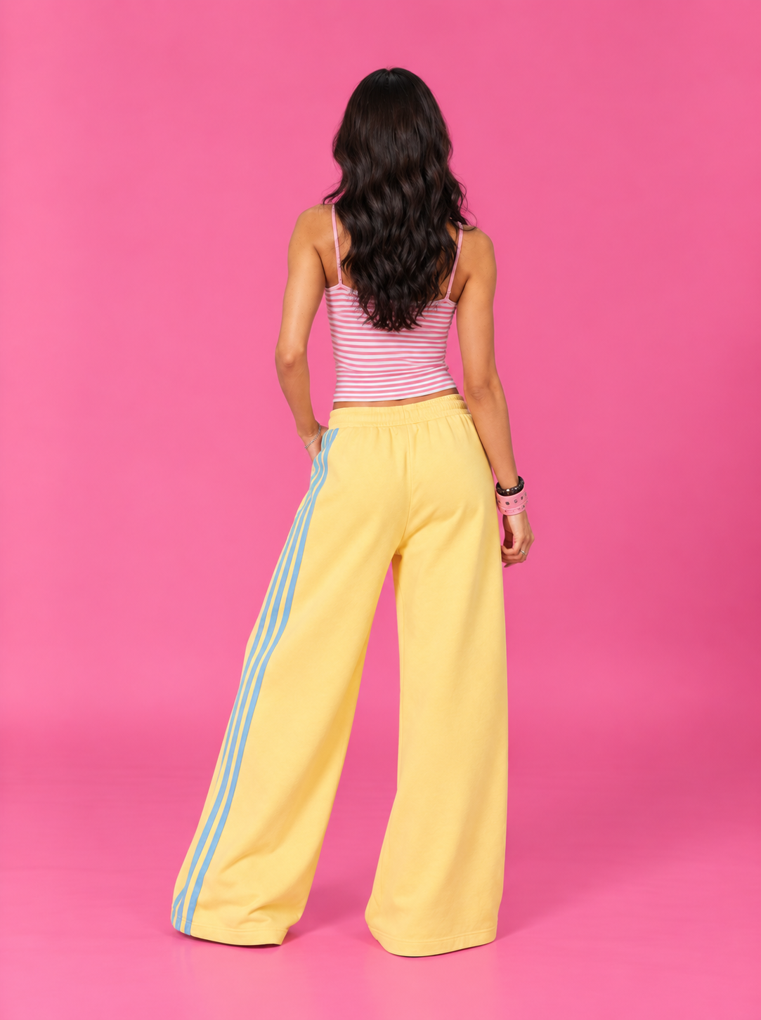 LT1K Front-Back Stripe Wide Leg Trouser