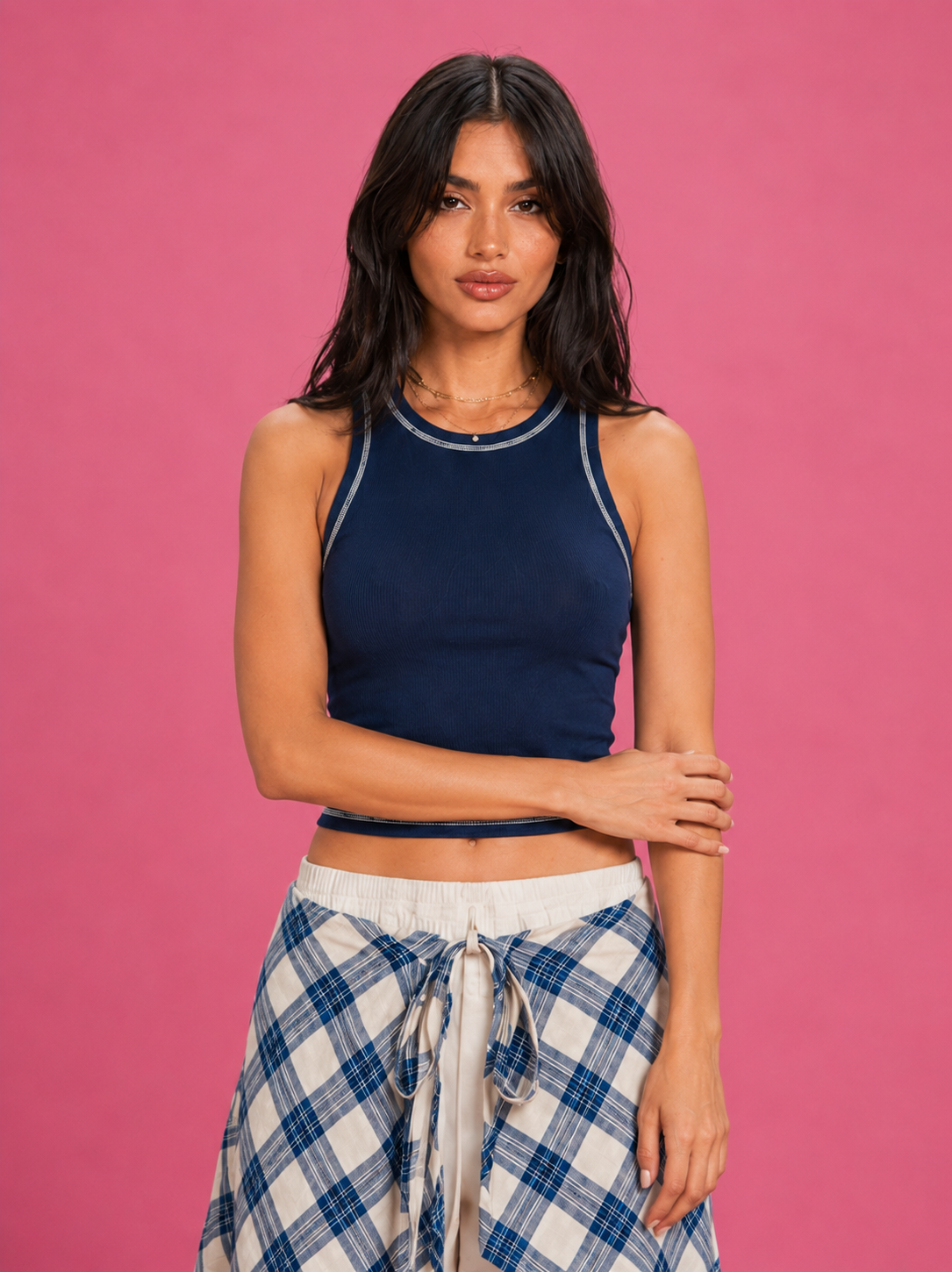 LT1K Contrast Stitch Slim Tank Top