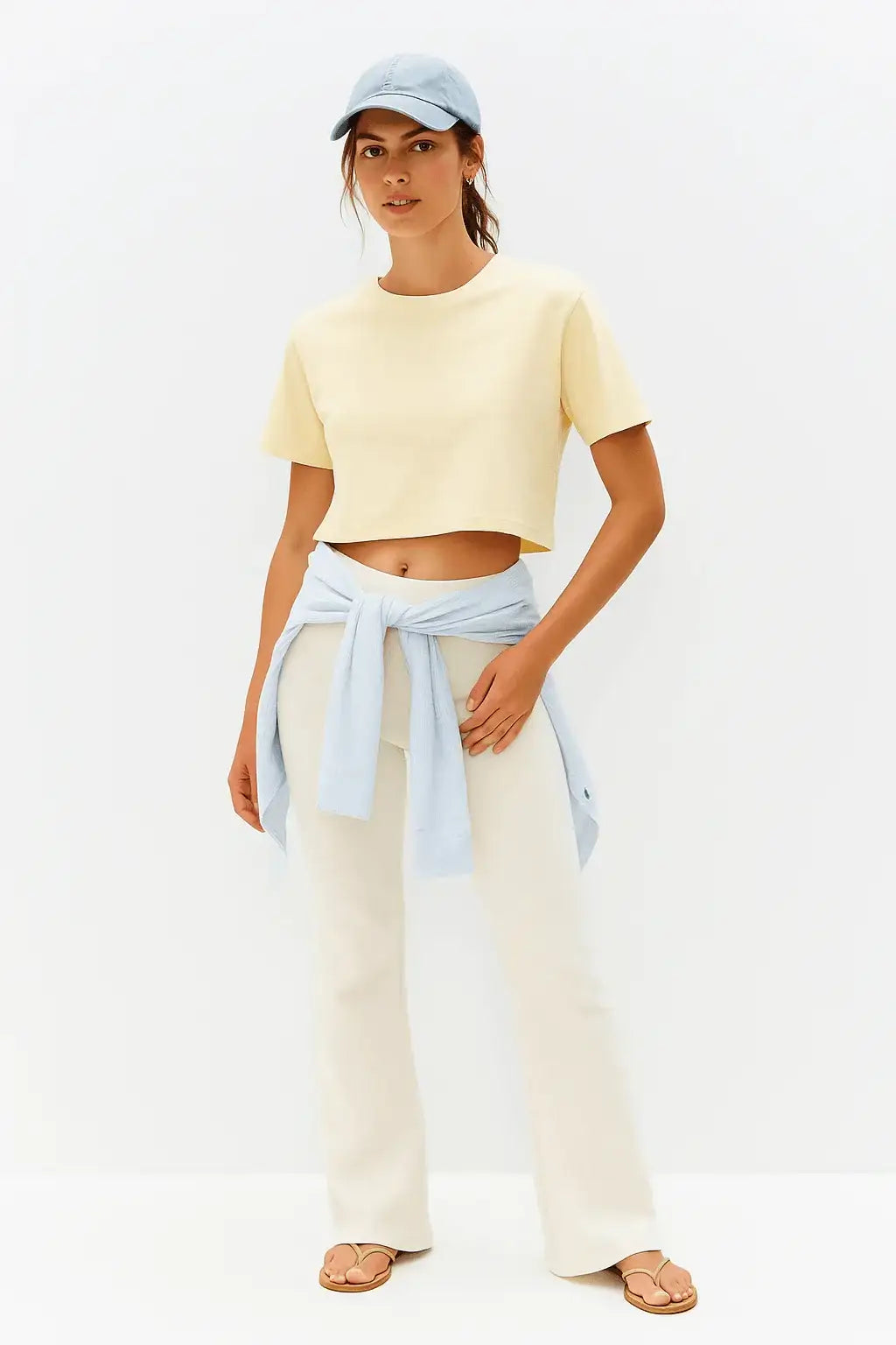 LT1K Crop Loose Sand Essential T-Shirt - lessthan1thousand