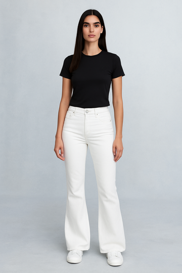 Bershka White Flare Jeans
