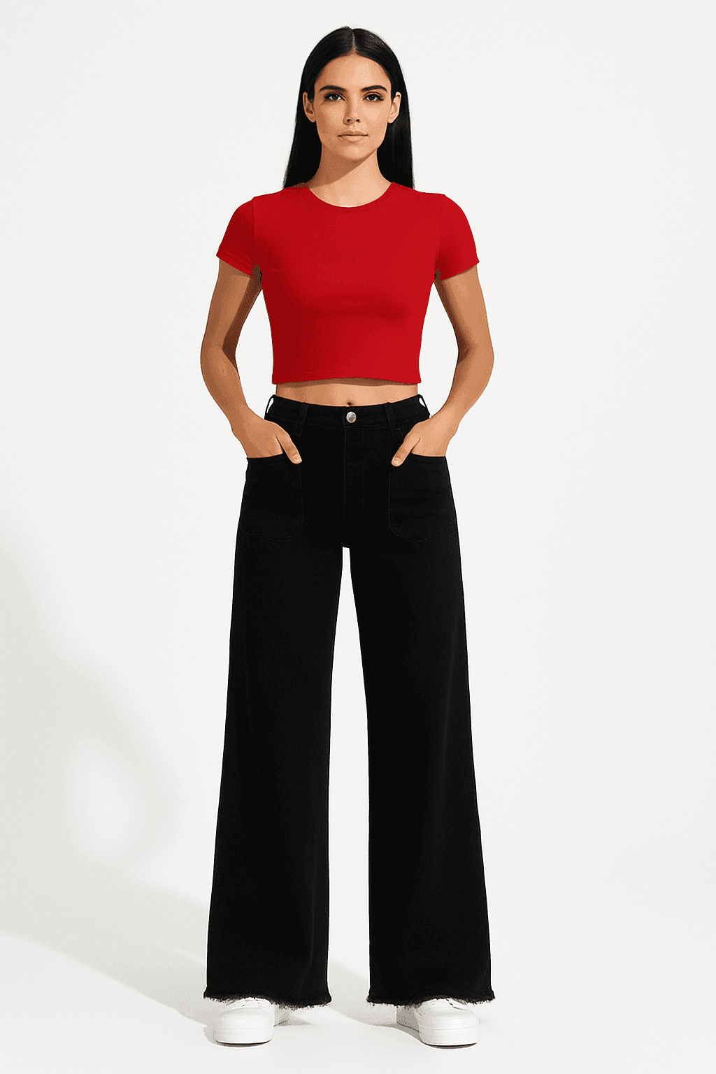 ZARA Black Utility Pocket Wide-Leg Frayed Hem Jeans. (Minor Fault) - lessthan1thousand