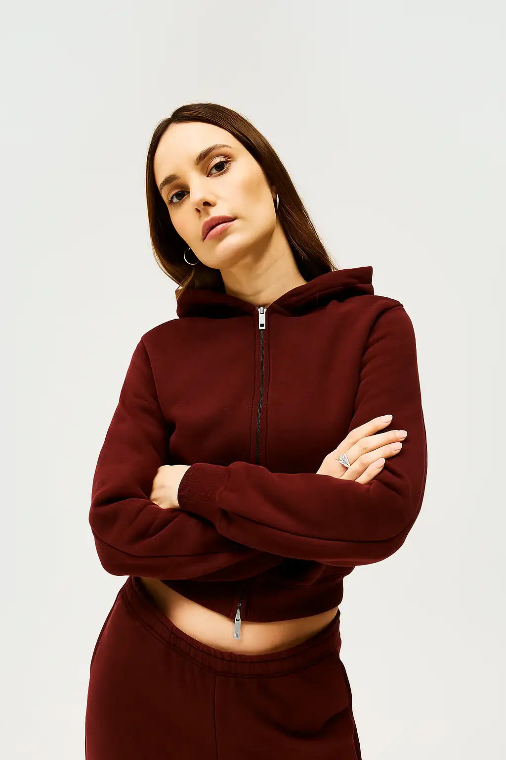 LT1K Zip-Up Slim Maroon hoodie.