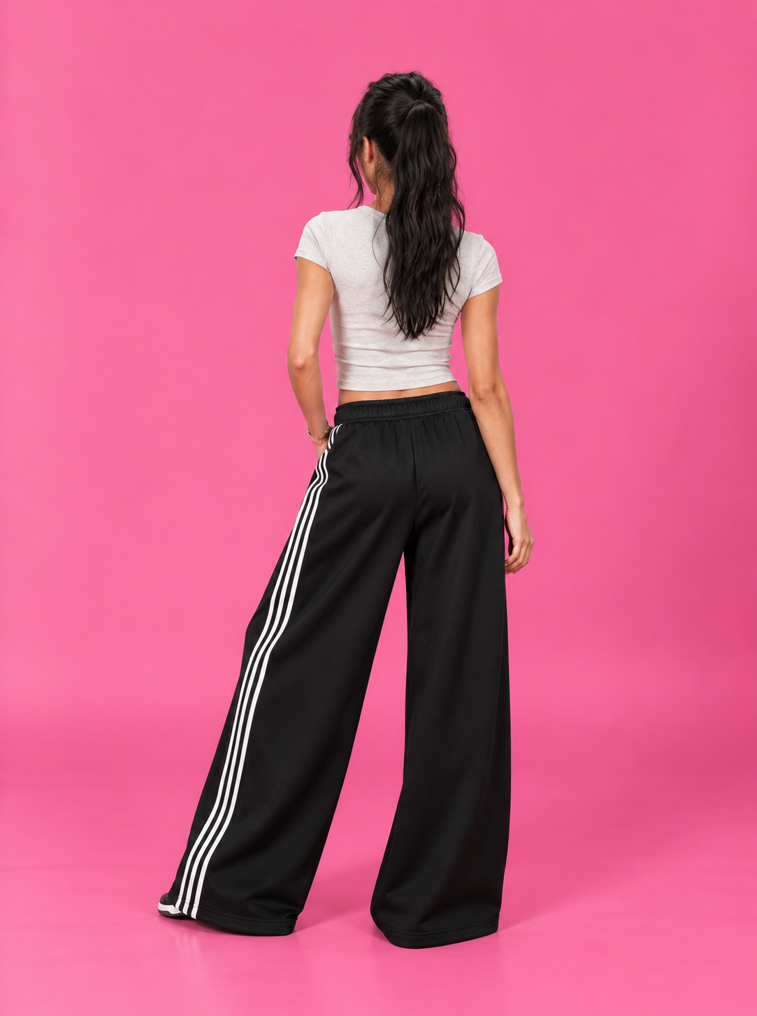 LT1K Front-Back Stripe Wide Leg Trouser