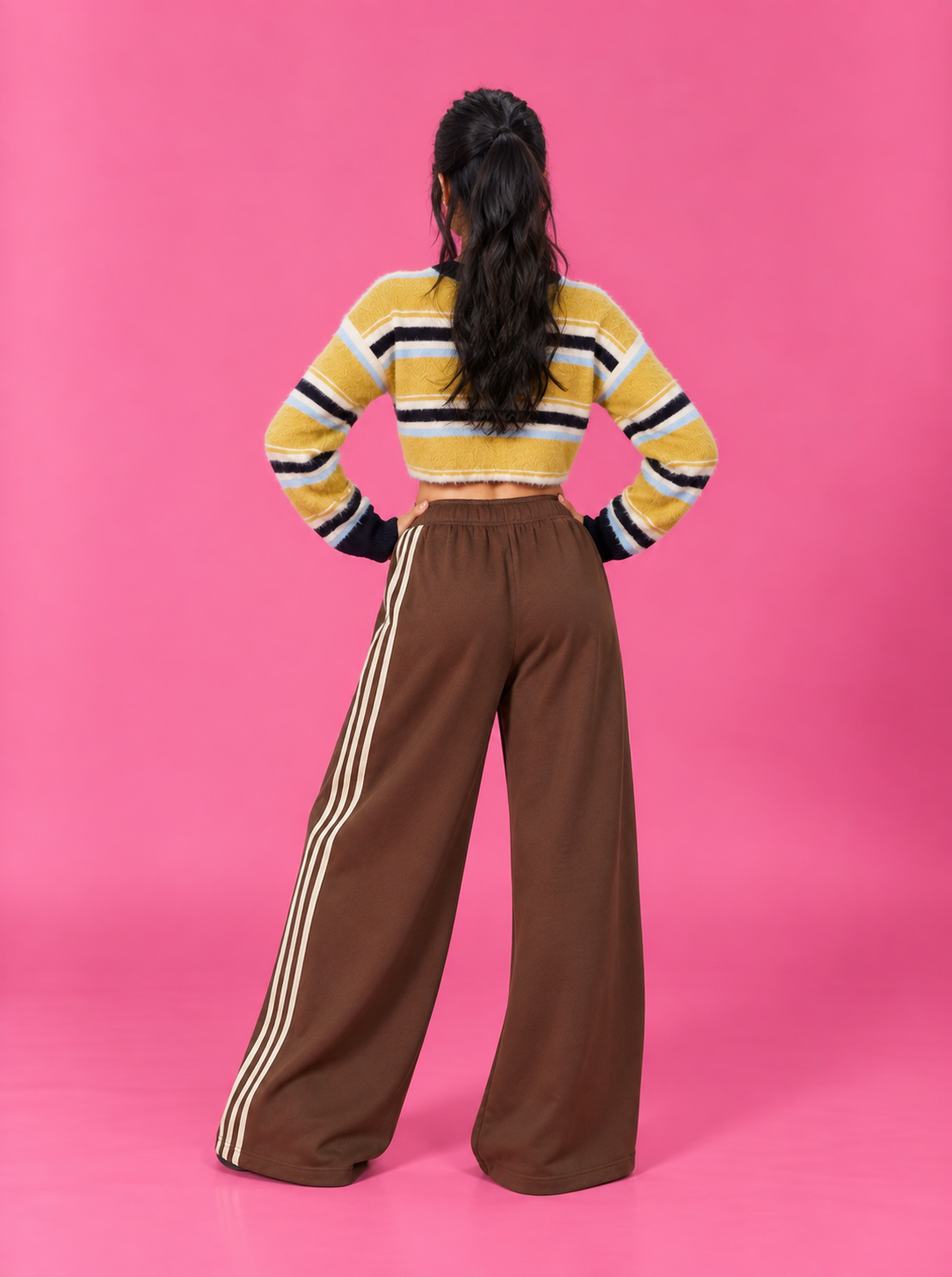 LT1K Front-Back Stripe Wide Leg Trouser
