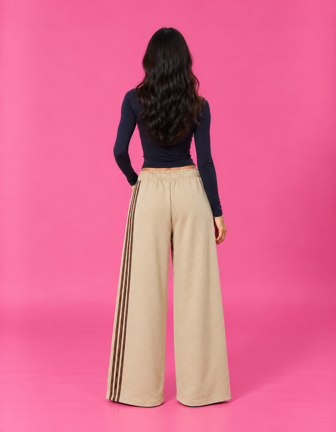 LT1K Front-Back Stripe Wide Leg Trouser.