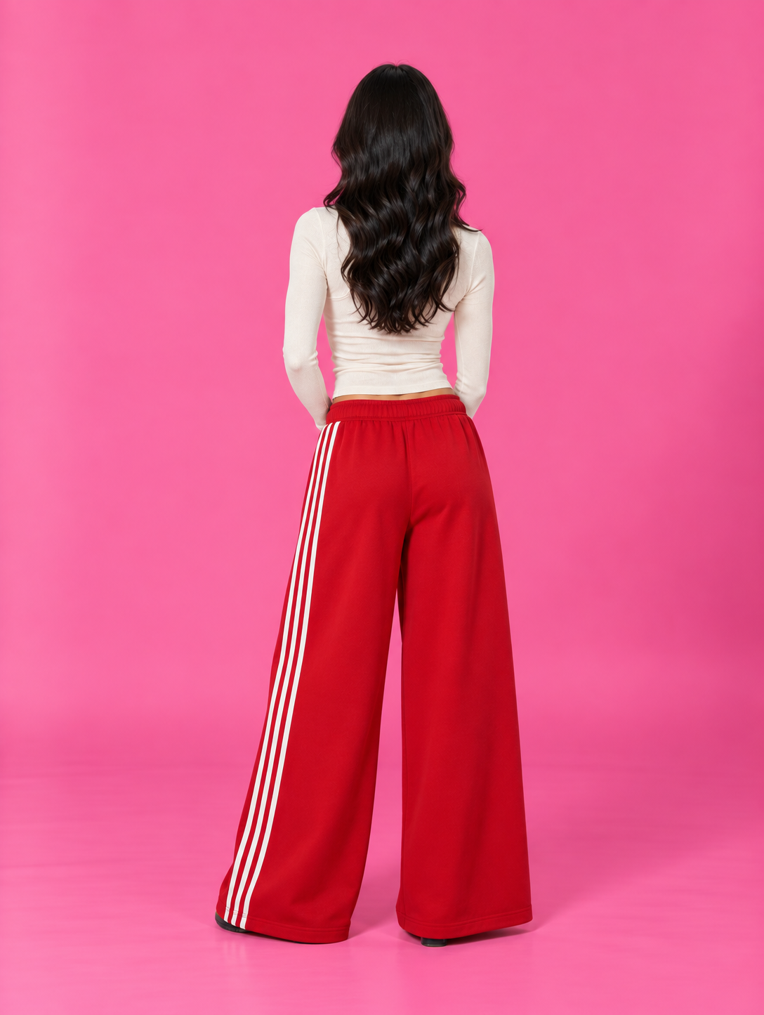 LT1K Front-Back Stripe Wide Leg Trouser