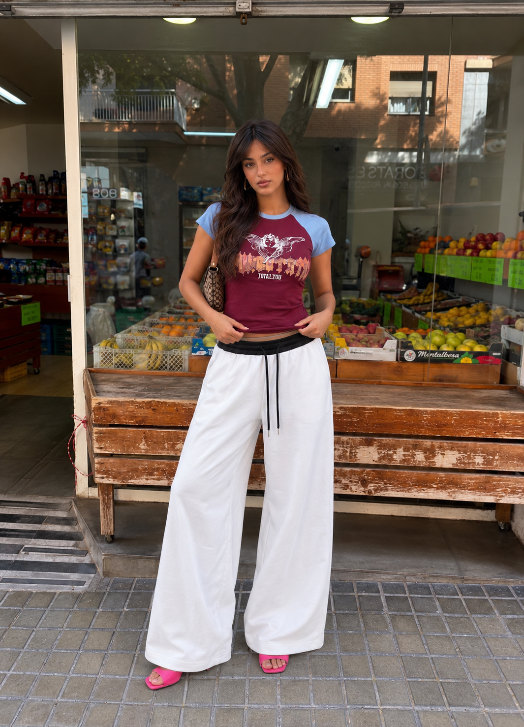 Contrast waist Wide-Leg Trouser.(Perfect For All Season)