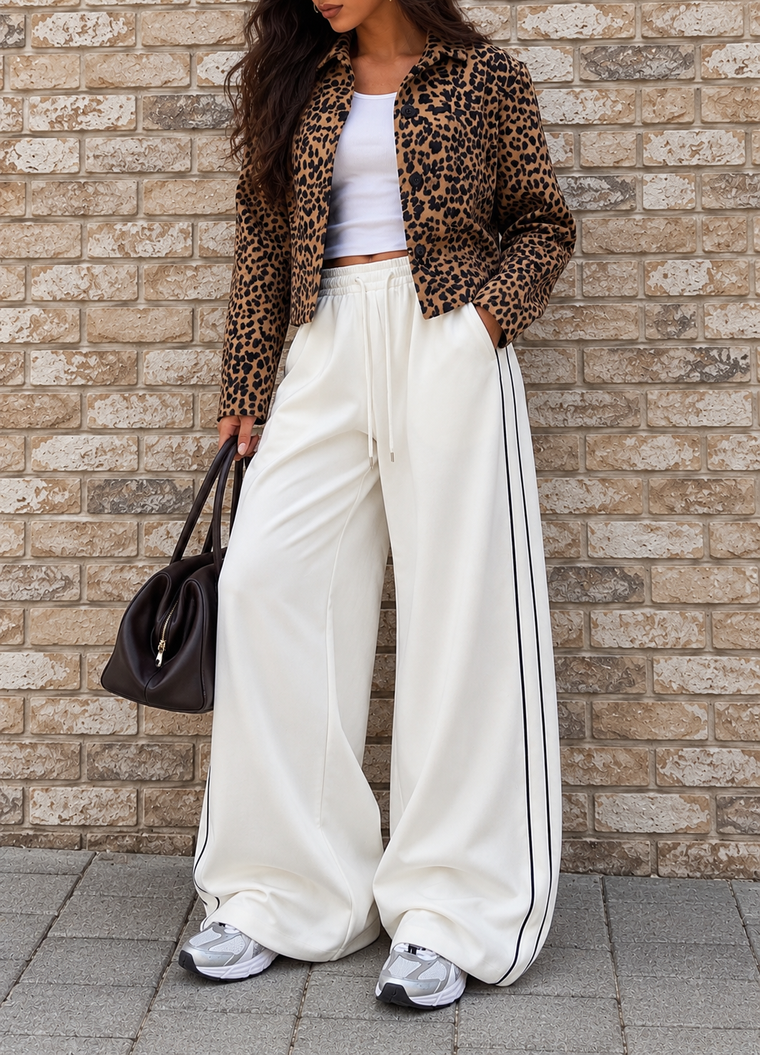 LT1K Double Side Piping Detail Wide-Leg Trouser.(Perfect For All Season)