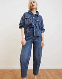 Dark Blue Frontseam Loose Jeans lessthan1thousand