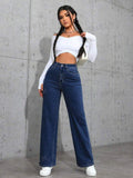 Dark Blue High-Waisted Loose Mom Jeans - lessthan1thousand