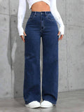 Dark Blue High-Waisted Loose Mom Jeans - lessthan1thousand