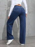 Dark Blue High-Waisted Loose Mom Jeans - lessthan1thousand