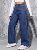 Dark Blue High-Waisted Loose Mom Jeans - lessthan1thousand