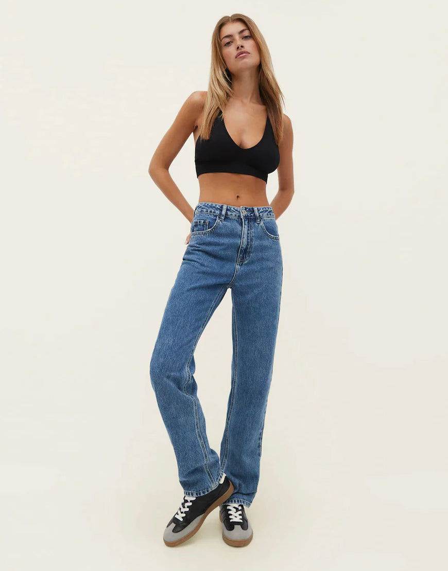 Dark Blue Slim Straight Long Length Jeans - lessthan1thousand