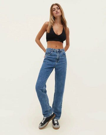 Dark Blue Slim Straight Long Length Jeans - lessthan1thousand
