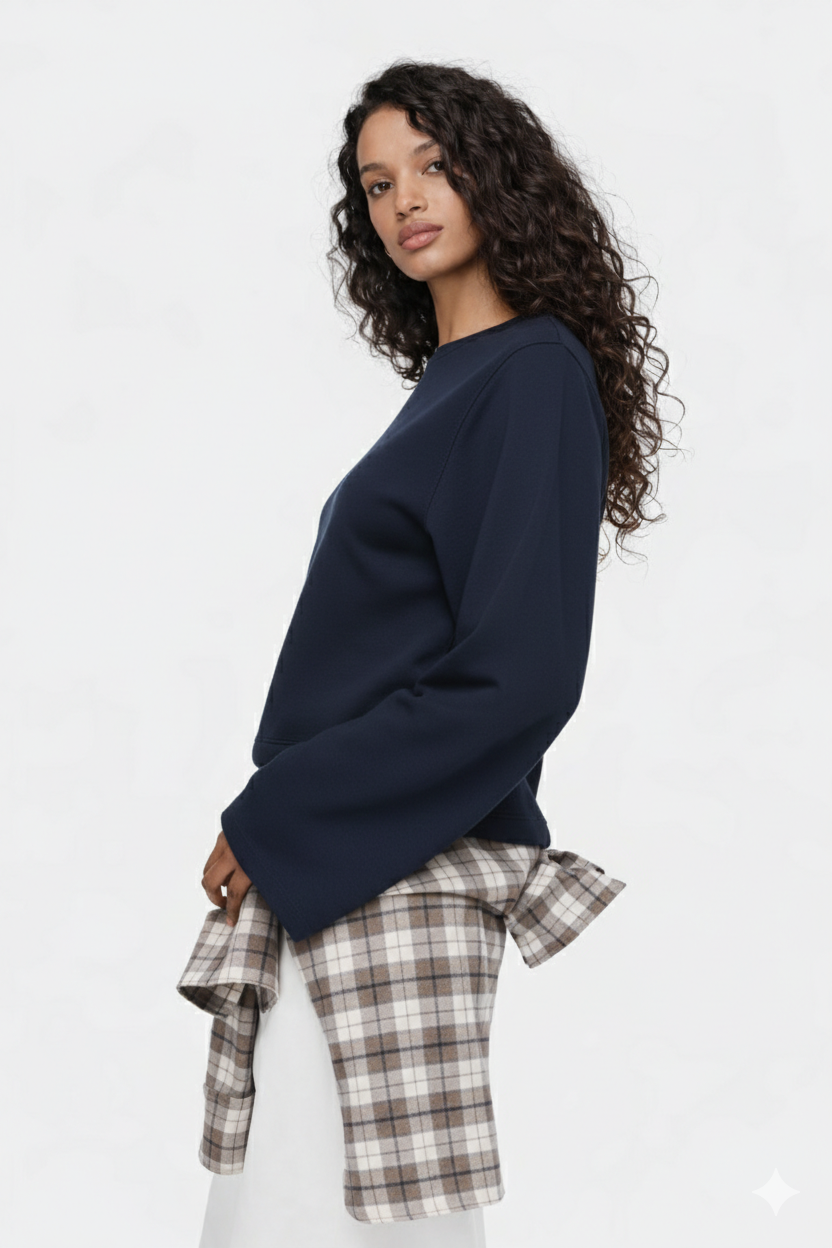 LT1K Navy Blue Oversize Super Wide Sleeve Top.(Perfect For All Season)