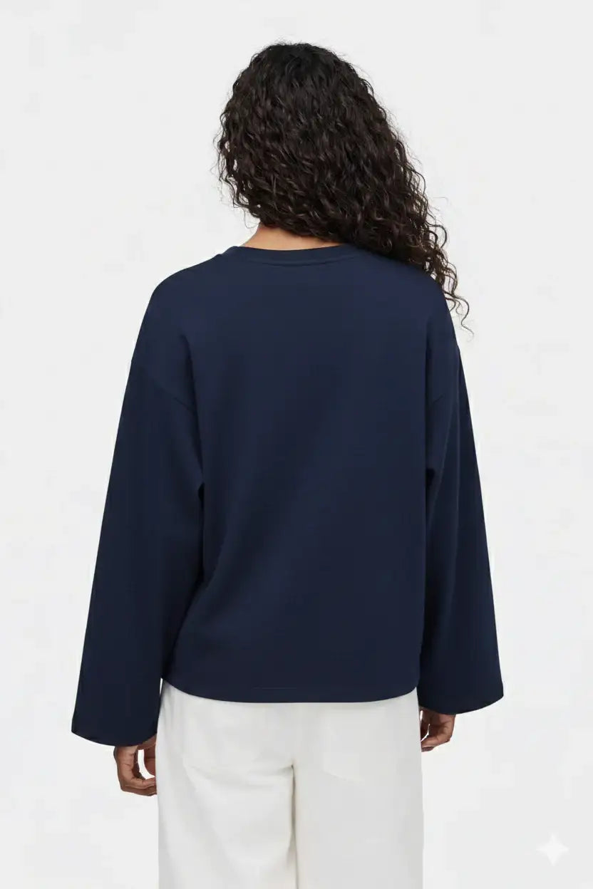 LT1K Navy Blue Oversize Super Wide Sleeve Top.(Perfect For All Season)