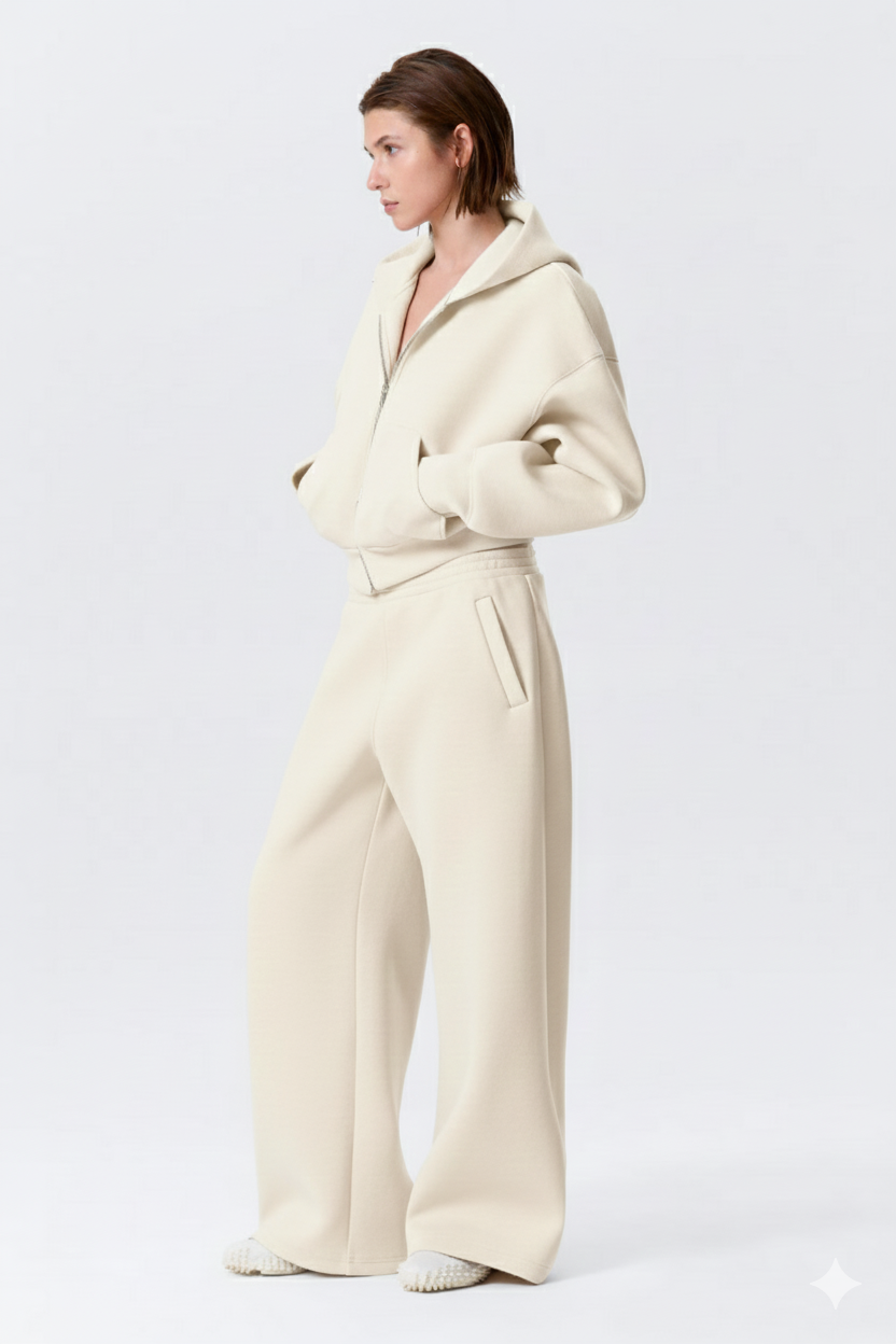 LT1K Sand Zip-Up Oversize Crop hoodie.