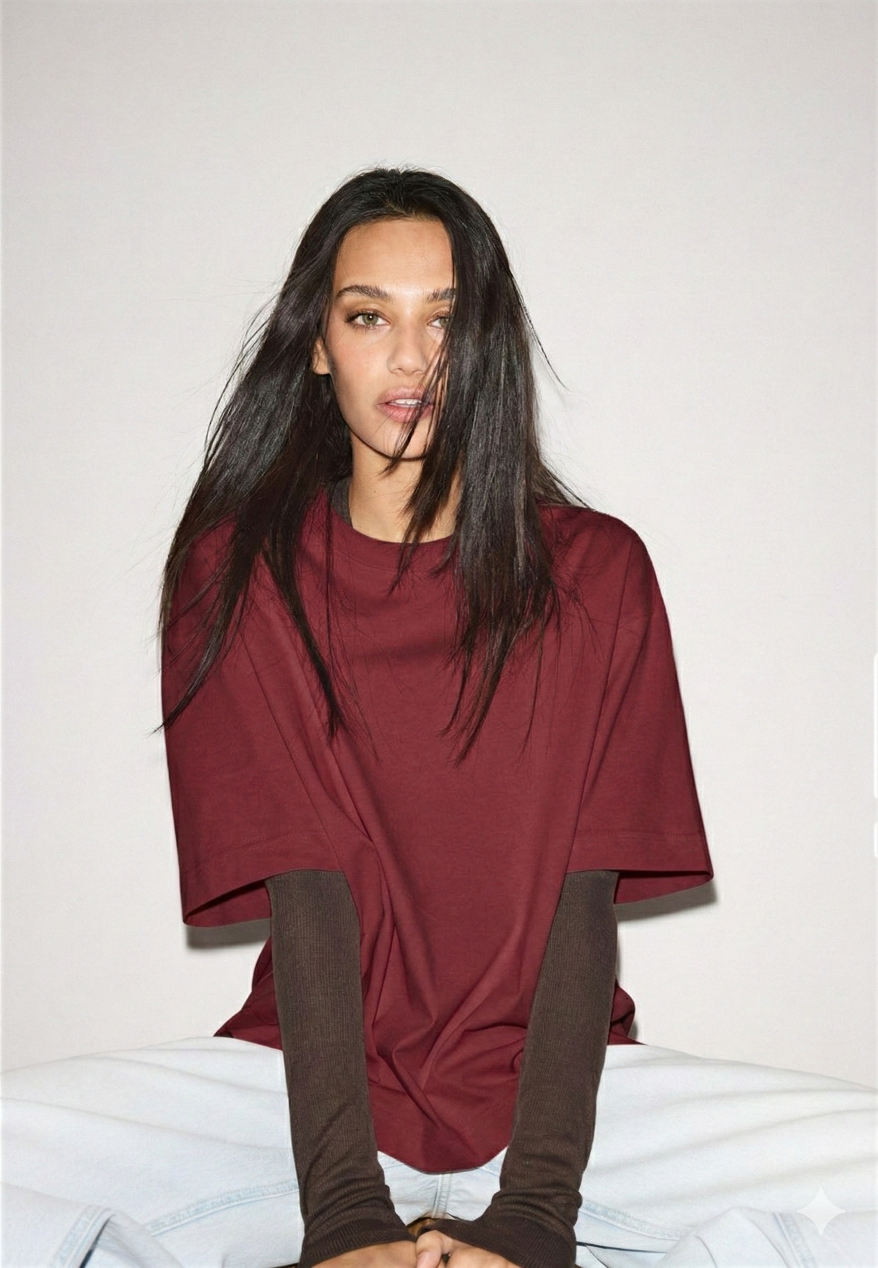 LT1K Oversize Maroon Essential T-Shirt.