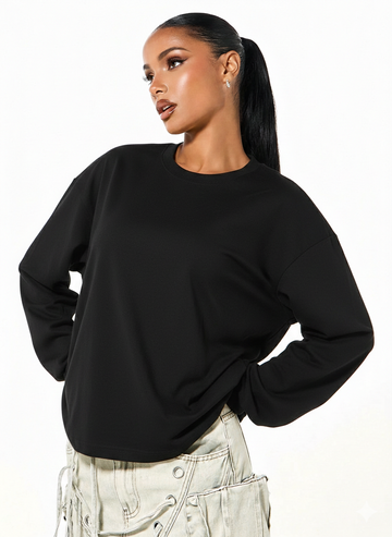 LT1K Black Oversize full Sleeves Top.(Perfect For All Season)