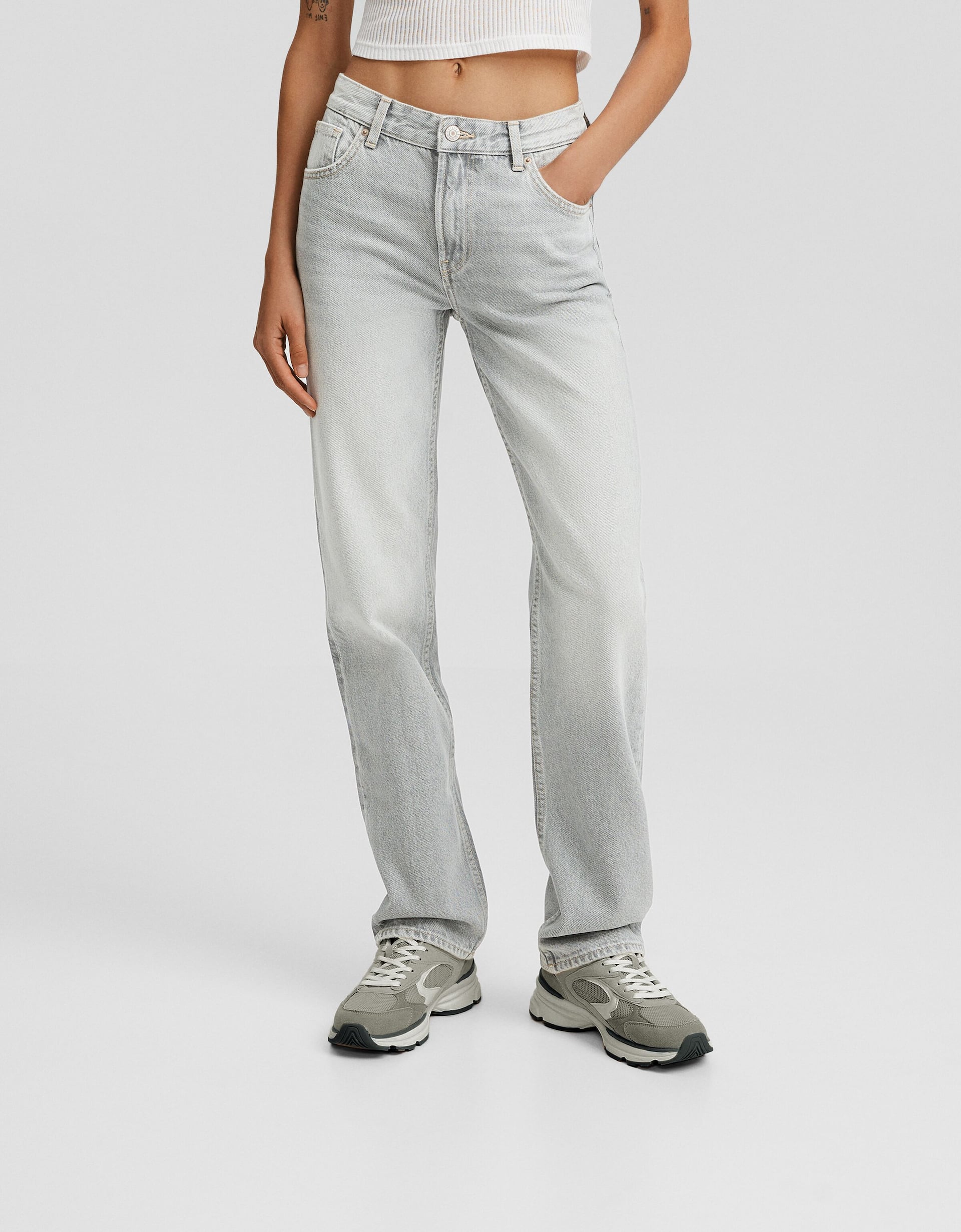 Grey Mom Jeans (Frayed Hem) lessthan1thousand