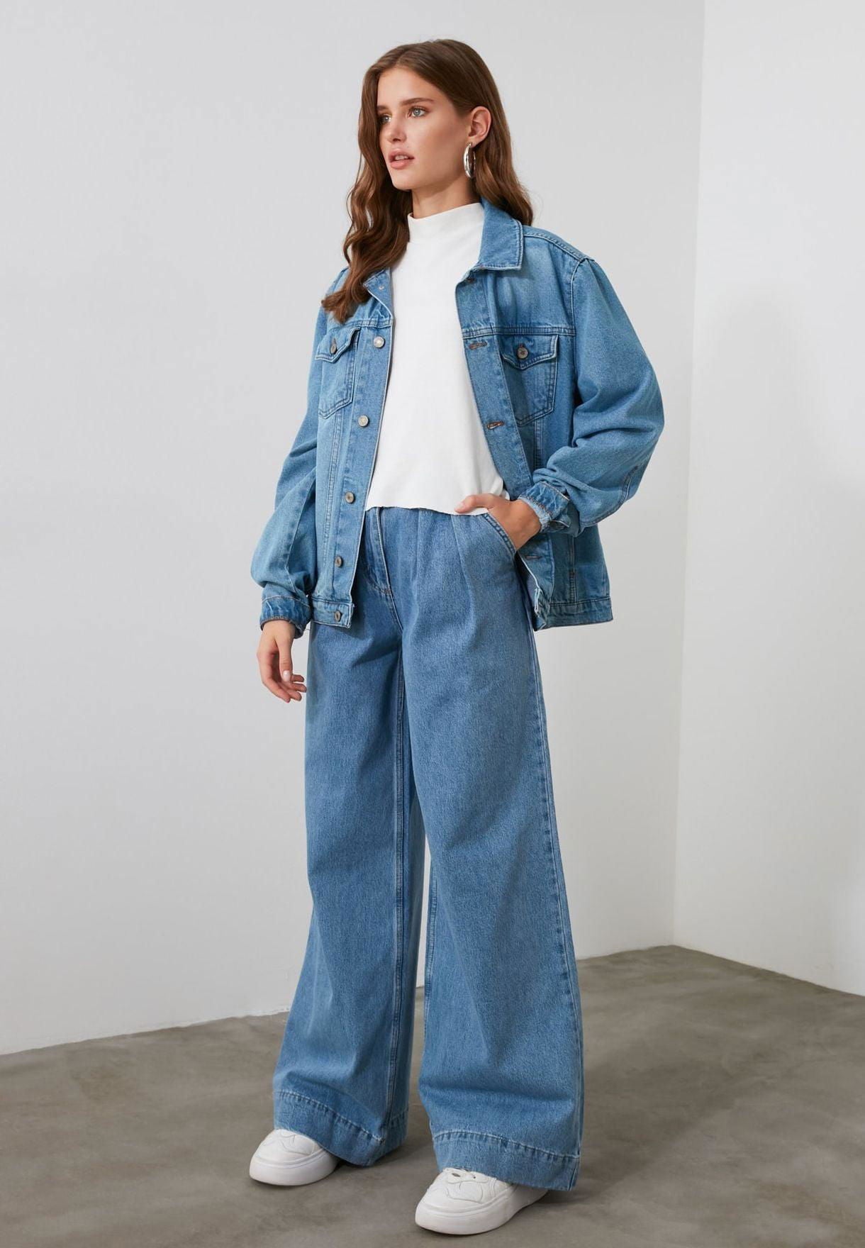 HM Pleated Wide Leg Jeans - EXCLUSIVE ( Regular Hem) - lessthan1thousand