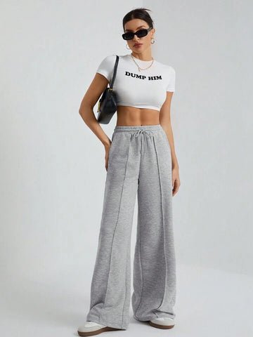 LT1K Grey Front-Seam Wide-Leg Trouser (Made For Summer).