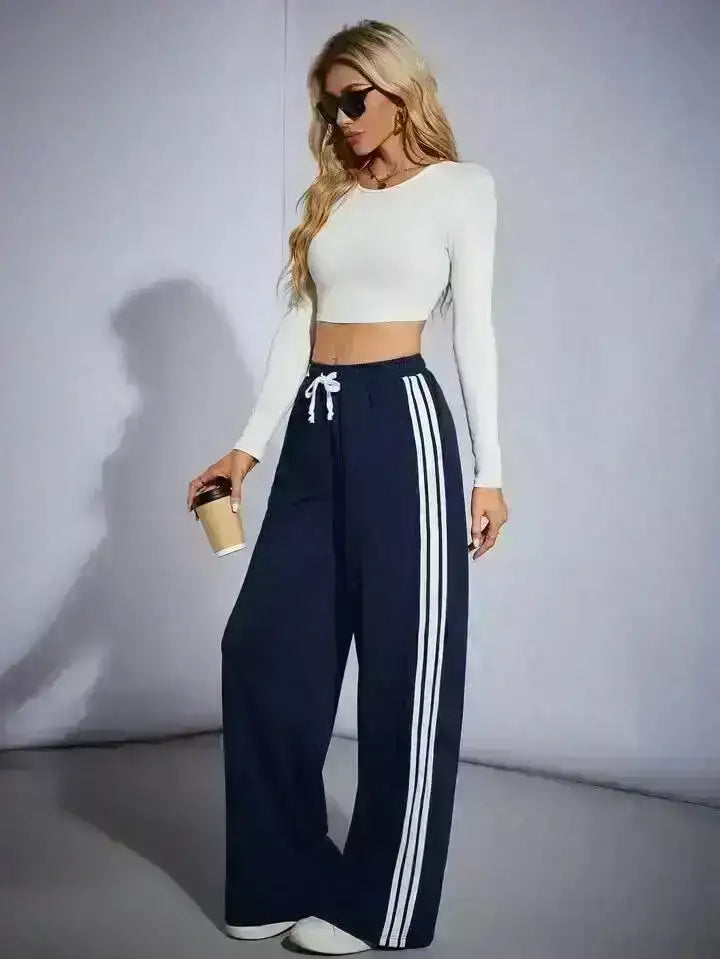 LT1K Side Stripe Wide-Leg Trouser.(Perfect For All Season)
