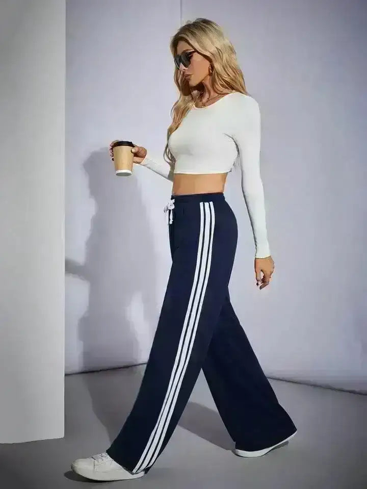 LT1K Side Stripe Wide-Leg Trouser.(Perfect For All Season)