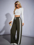 LT1K Camo Green Side Stripe Wide-Leg Trouser (Made For Summer).