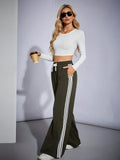 LT1K Camo Green Side Stripe Wide-Leg Trouser (Made For Summer).