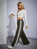 LT1K Camo Green Side Stripe Wide-Leg Trouser (Made For Summer).