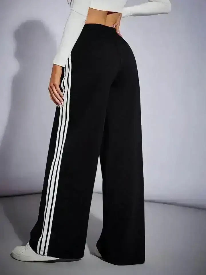 LT1K Pure Black Side Stripe Wide-Leg Trouser (Made For Summer). - lessthan1thousand