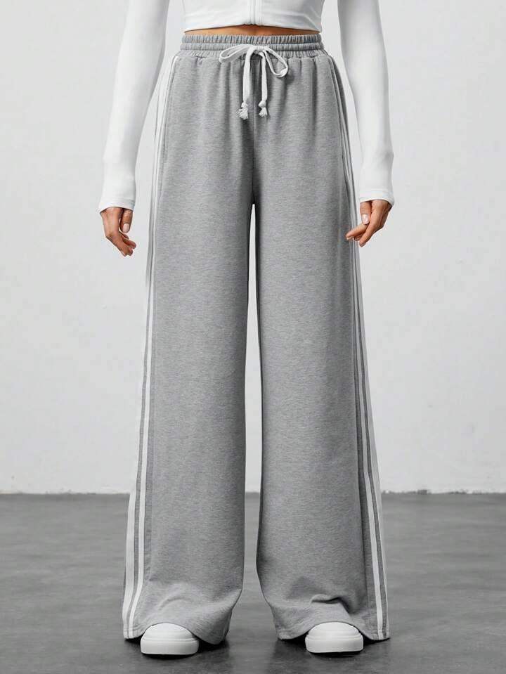 LT1K Side Stripe Wide-Leg Trouser.(Perfect For All Season)