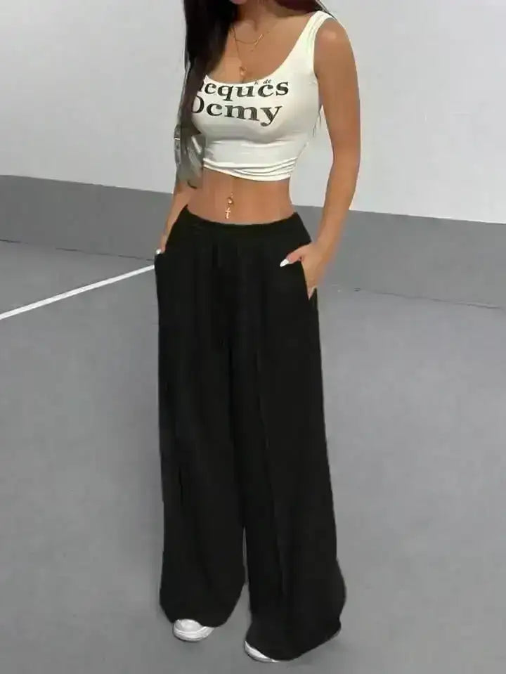 LT1K Pure Black Front-Seam Wide-Leg Trouser (Made For Summer). - lessthan1thousand